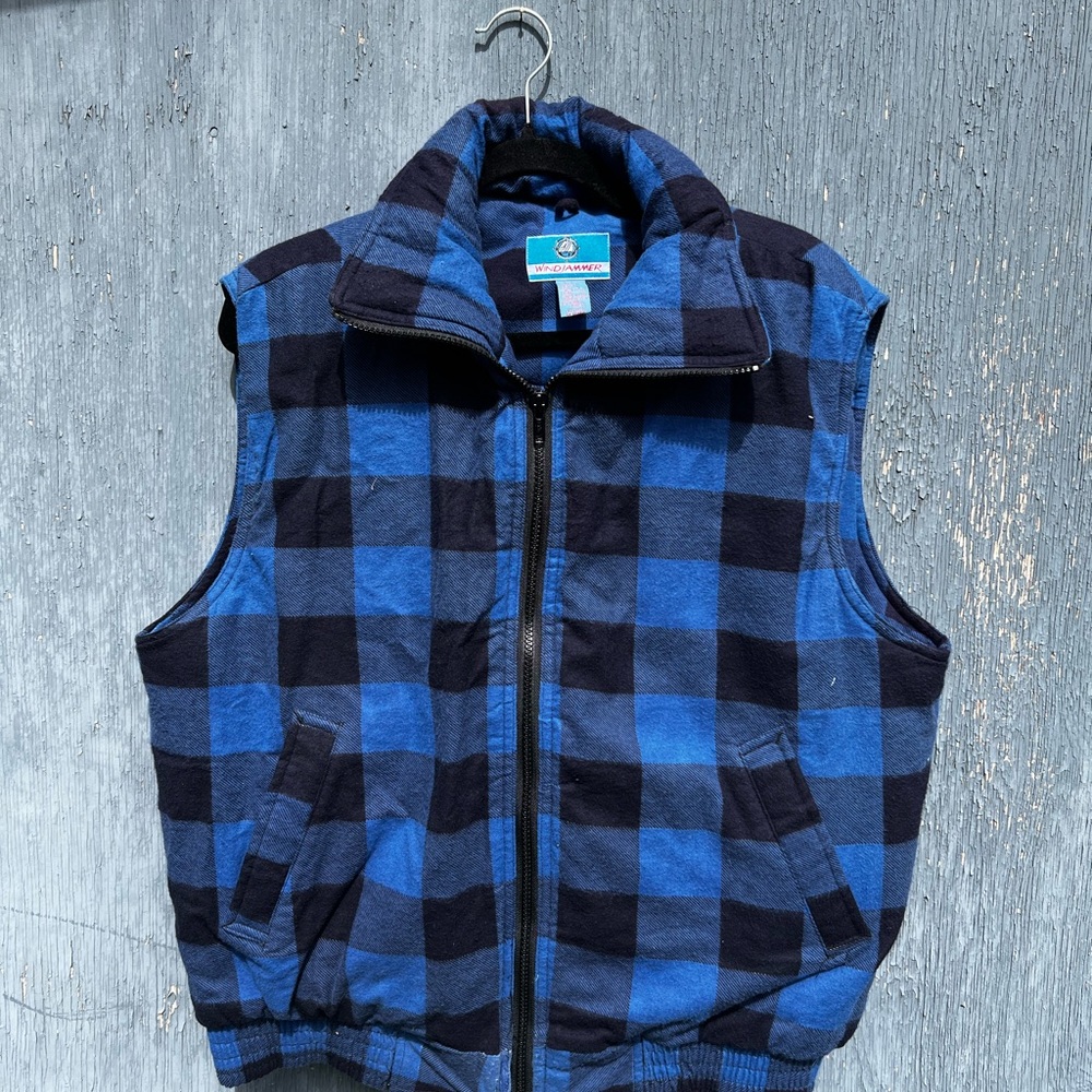 Vintage Blue and Black Checkered Vest